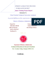 "Recuritment & Selection Process in Reliance Money": Uttar Pradesh Technical University, Lucknow