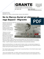 No To Marcos Burial at Libingan NG Mga Bayani! - Migrante: News Release