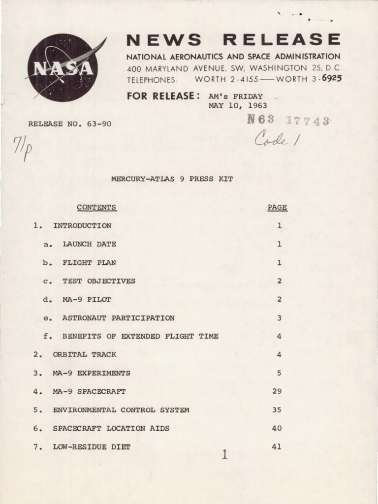 Mercury-Atlas 9 Mission Overview | PDF | Project Mercury | Nasa