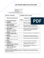 Competency and Training Needs Evaluation Sheet