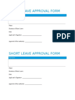 Short Leave Approval Form: Reason