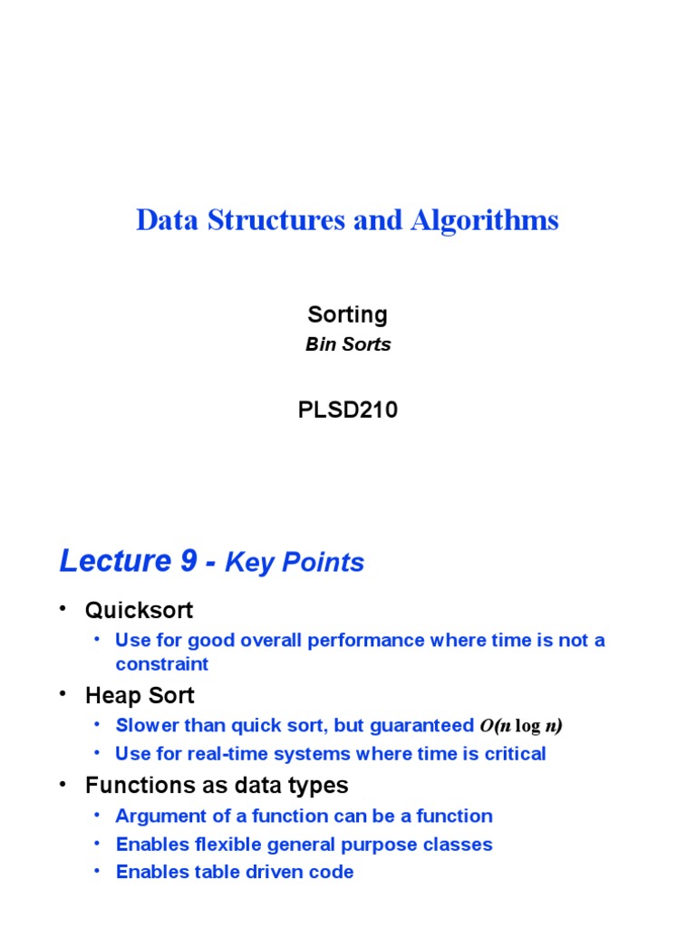 Bin Sort PDF Time Complexity Algorithms And Data Structures