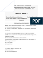 FEDERAL PUBLIC SERVICE COMMISSION COMPETITIVE EXAMINATION GEOLOGY PAPER
