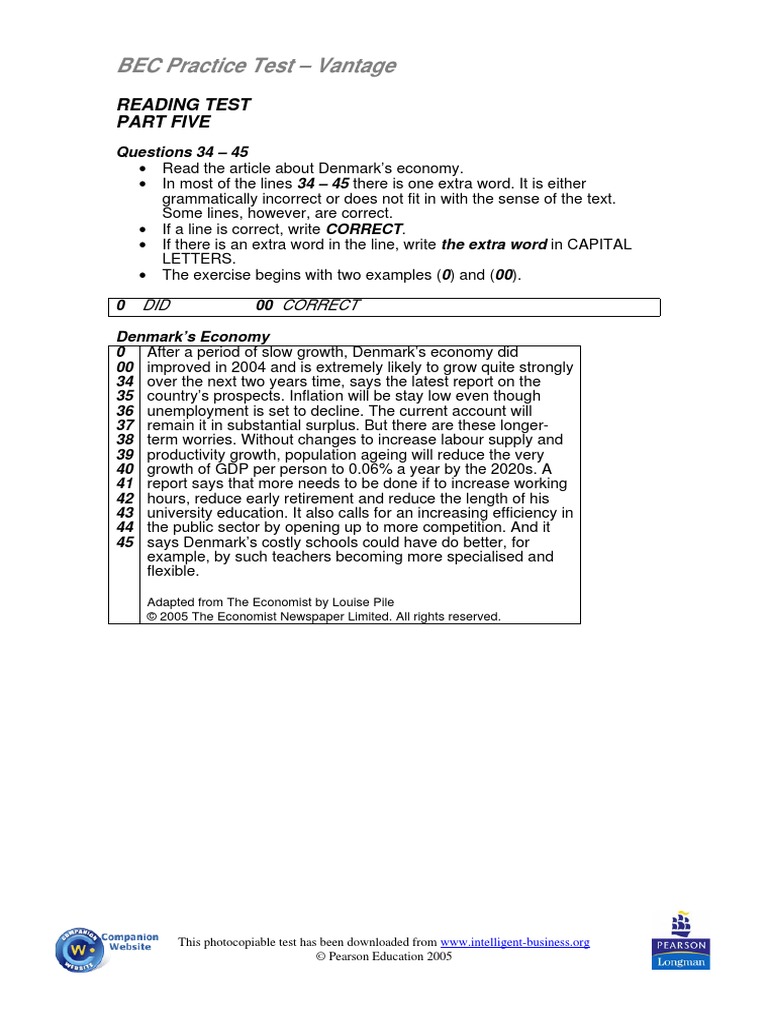 Reading Test Part 5 PDF | PDF