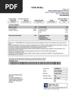 Unifi Pdf Invoice Debits And Credits