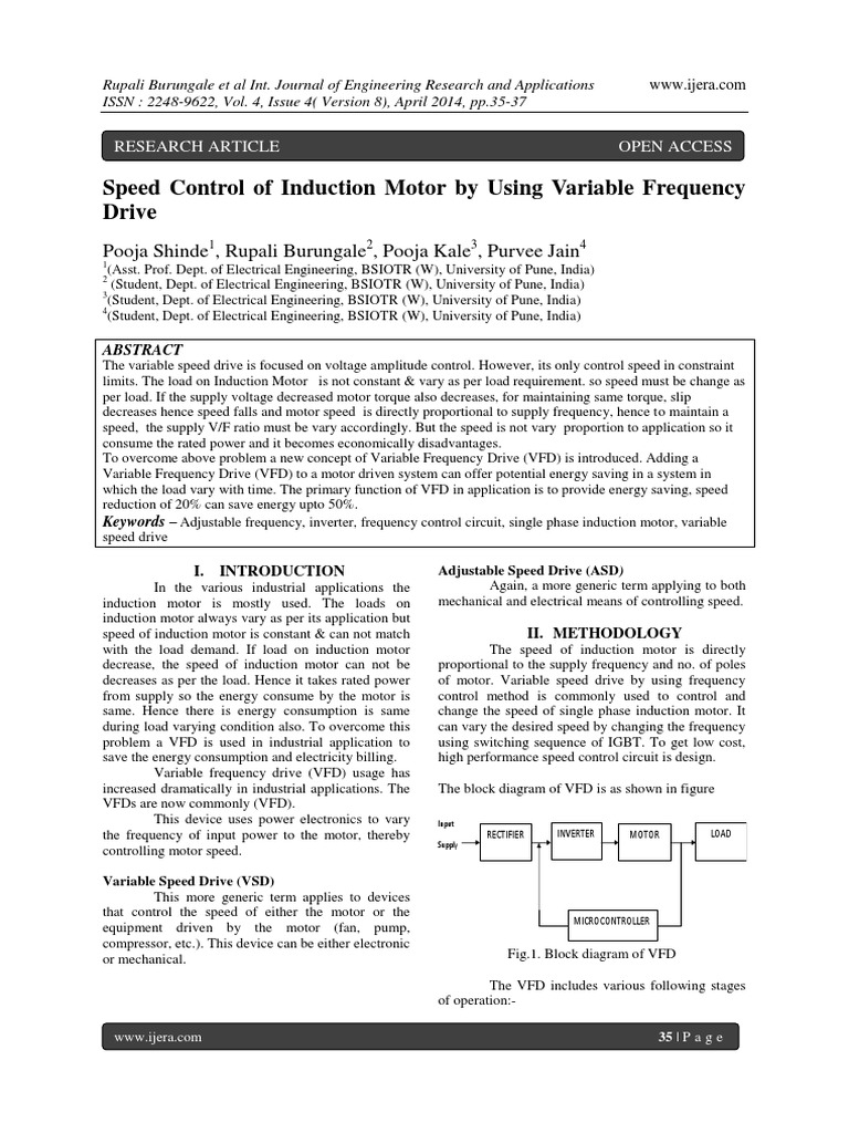 Speed Control of Induction Motor by Using Variable Frequency PDF | PDF ...