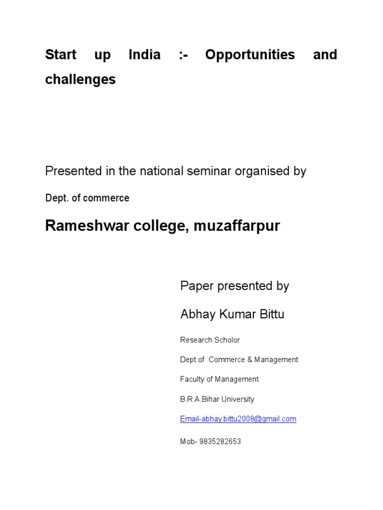 Startup India Standup India Pdf Startup Company Small Business