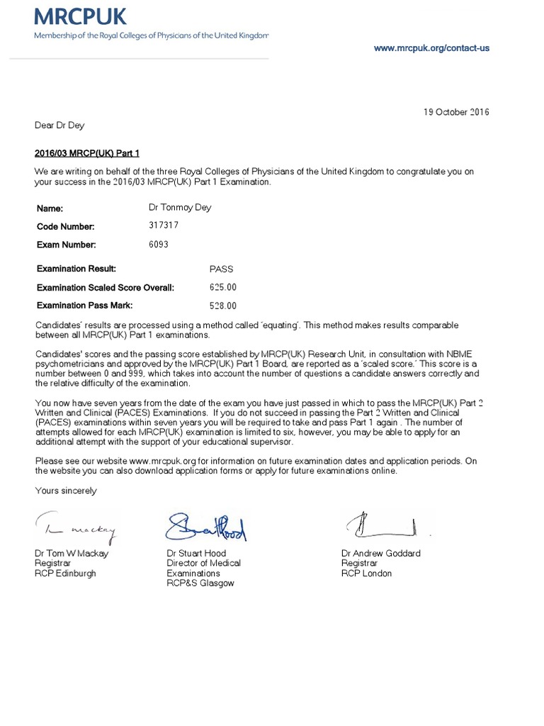 MRCP Exam Result | Download Free PDF | Test (Assessment) | Health Sciences