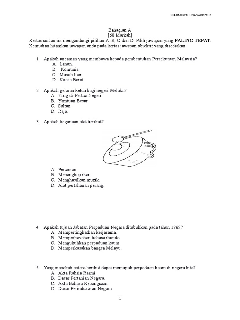 Sejarah Tahun 6 Patbs