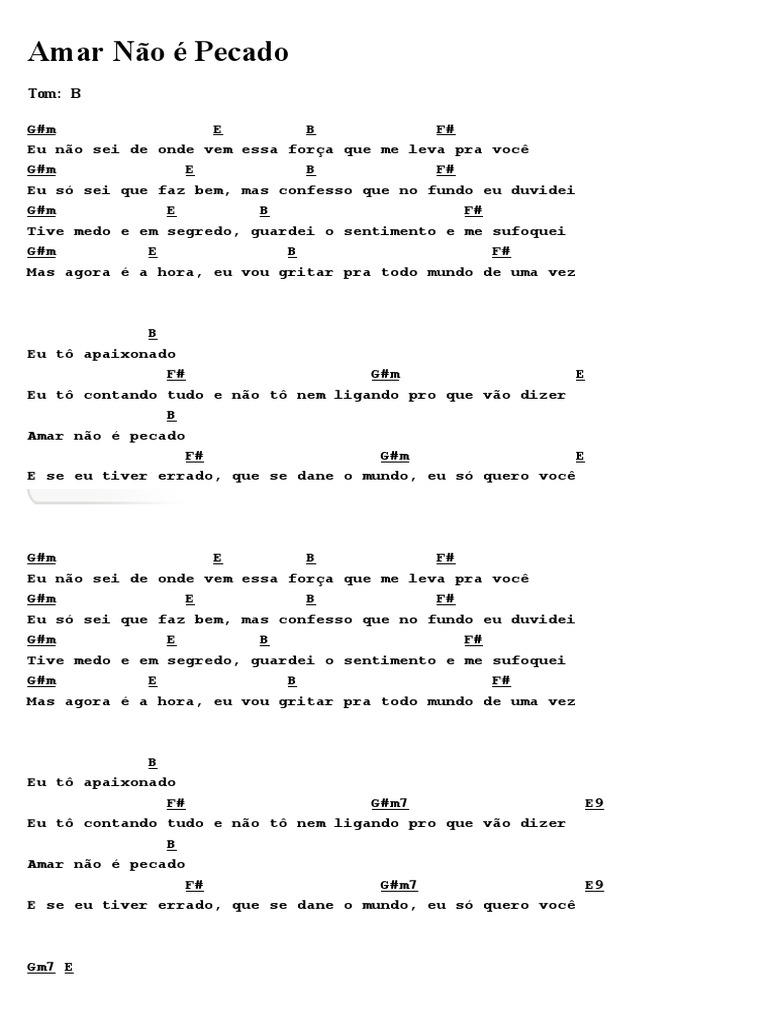 Amar Nao E Pecado Cifra scribd