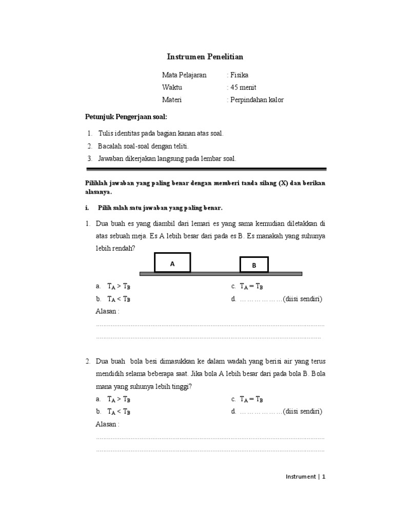 Instrumen Miskonsepsi Suhu Dan Kalor