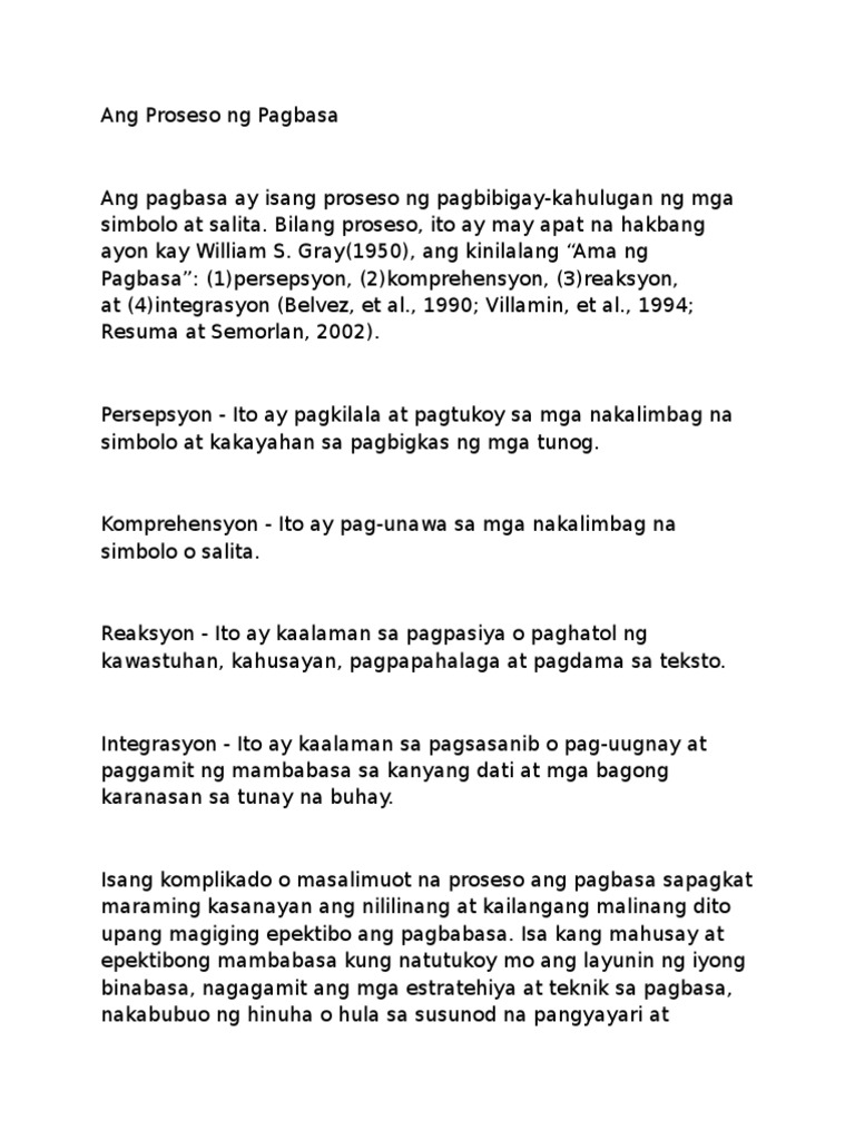 Ang Proseso Ng Pagbasa