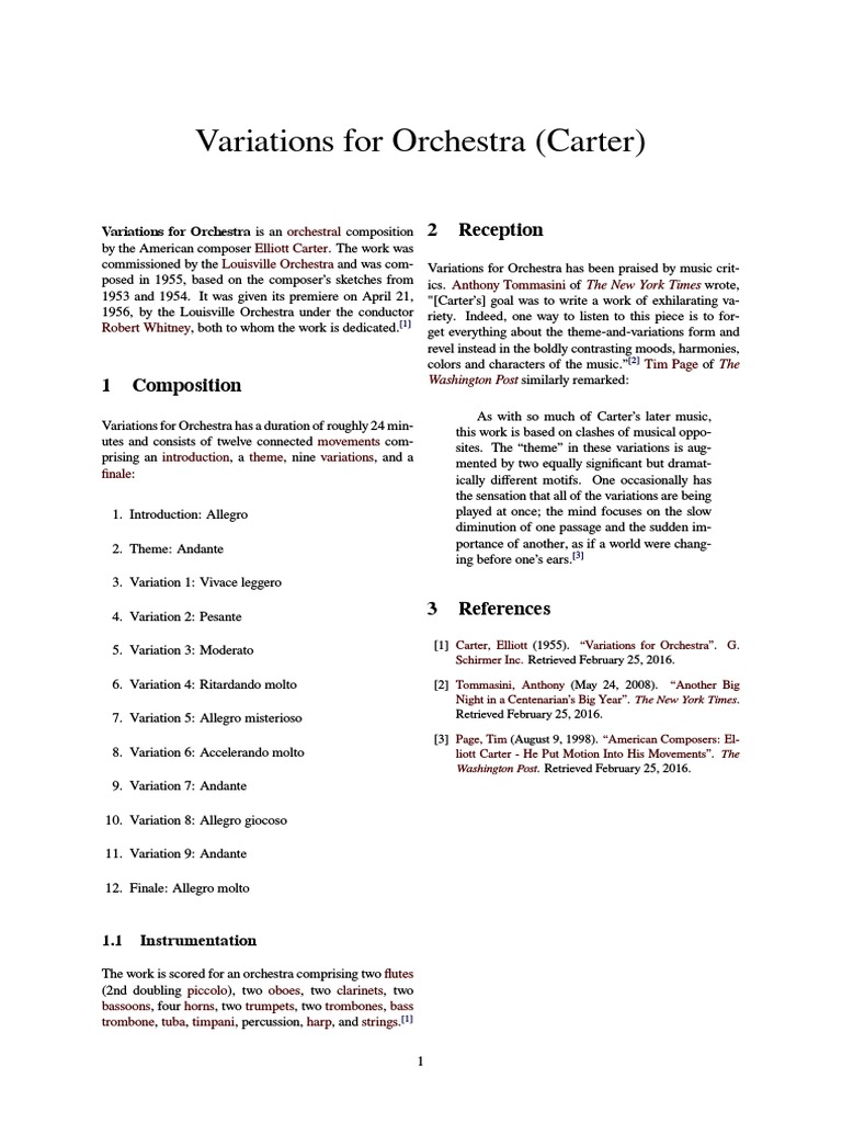 Elliott Carter's Variations for Orchestra | PDF | Orchestras ...