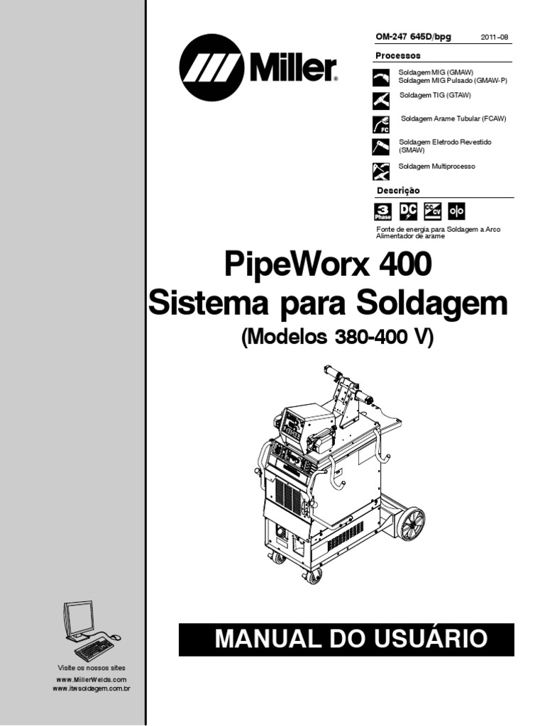 PipeWorx 400 380-400v | PDF | Eletricidade | Oxigênio