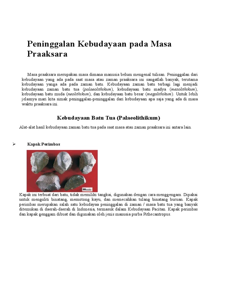 Alat Alat Yang Digunakan Pada Zaman Praaksara - Berbagai Alat