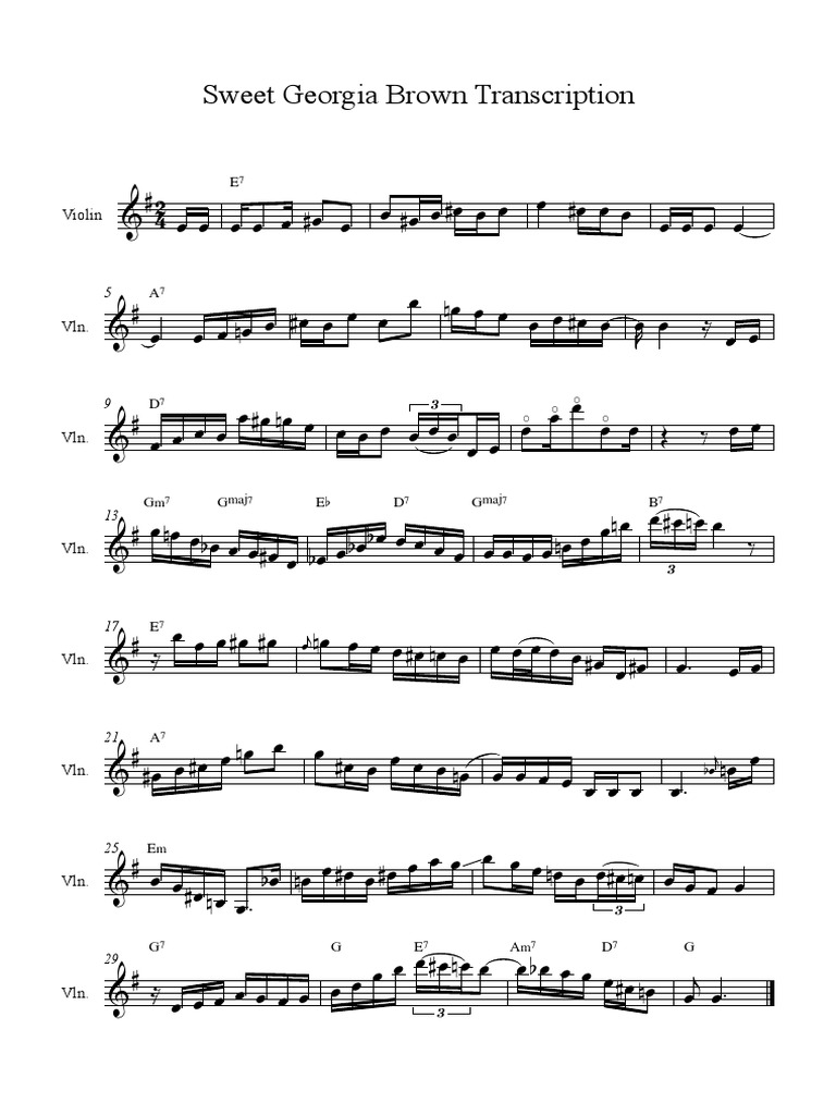 Jazz Sweet Georgia Brown Transcription Pdf