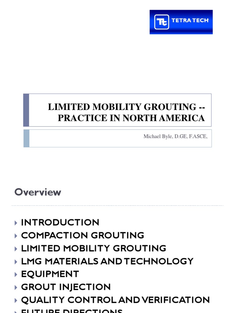 Limited Mobility Grouting Practices in North America PDF | PDF