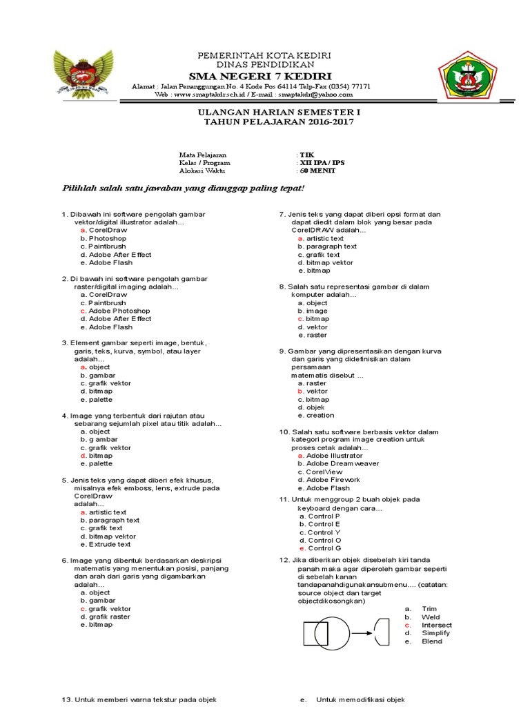 Soal Ulangan Harian Kelas Xii 1docx