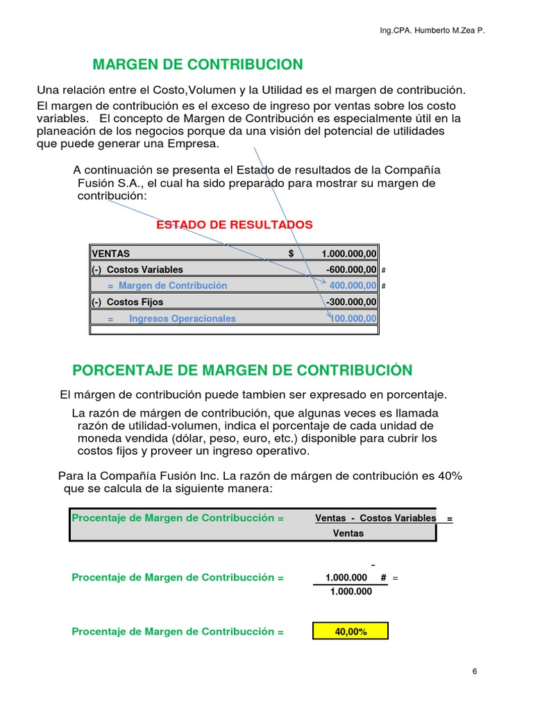 (2) Margen de Contribución Estado de resultados Euro