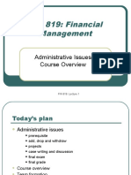 FIN 819: Financial Management: Administrative Issues Course Overview