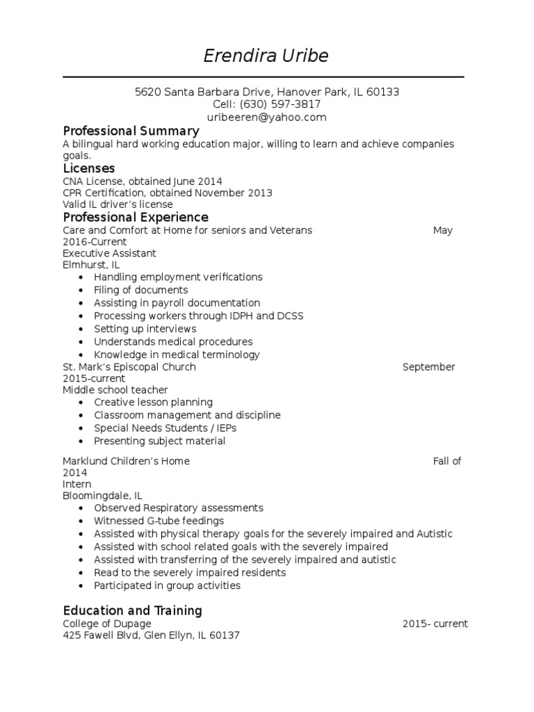 Erendira Uribe: Professional Summary Licenses | PDF