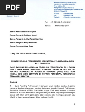 Pekeliling Penglibatan Dalam Politik Gred 41 Hingga 48 Pdf