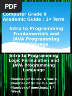 Computer Grade 9 Academic Guide: 1 Term: Intro To Programming Fundamentals and JAVA Programming Language