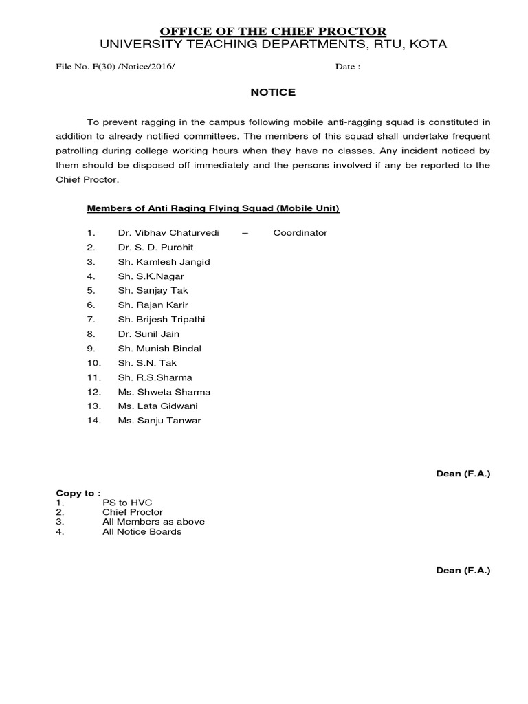 Mobile Anti Ragging Squad | PDF