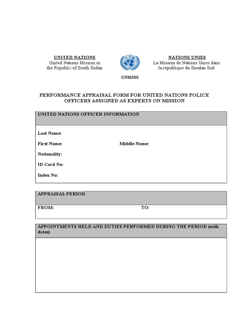 UN Police Performance Appraisal Form | PDF | Career & Growth