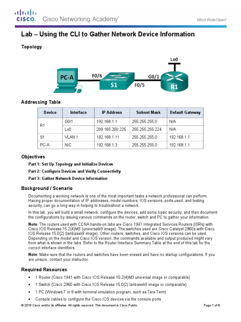 11.3.4.6 Lab - Using The CLI To Gather Network Device Information | PDF ...
