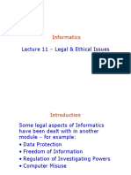 Informatics: Lecture 11 - Legal & Ethical Issues