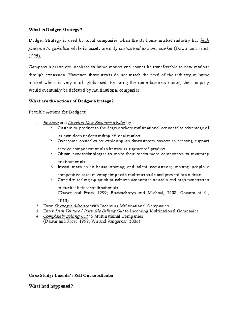 Dodger Strategy PDF Alibaba Group E Commerce