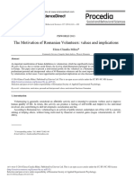 Procedia - Social and Behavioral Sciences Volume 127 Issue 2014 (Doi 10.1016 - 2Fj - Sbspro.2014.03.322) Mihai, Elena Claudia - The Motivation of Romanian Volunteers - Values and Implications