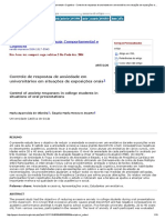 Revista Brasileira de Terapia Comportamental e Cognitiva - Controle de Respostas de Ansiedade em Universitários em Situações de Exposições Orais