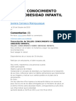 Taller Obecidad: Conocimiento Sobre Obesidad Infantil