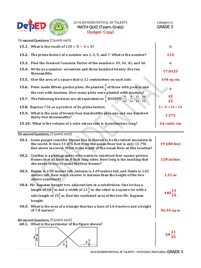 math quiz to g5 | Mountains | Physics &amp; Mathematics