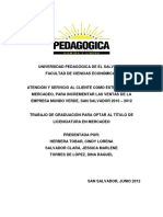 Atención y Servicio Al Cliente Como Estrategia de Mercadeo, para Incrementar Las Ventas de La Empresa Mundo Verde