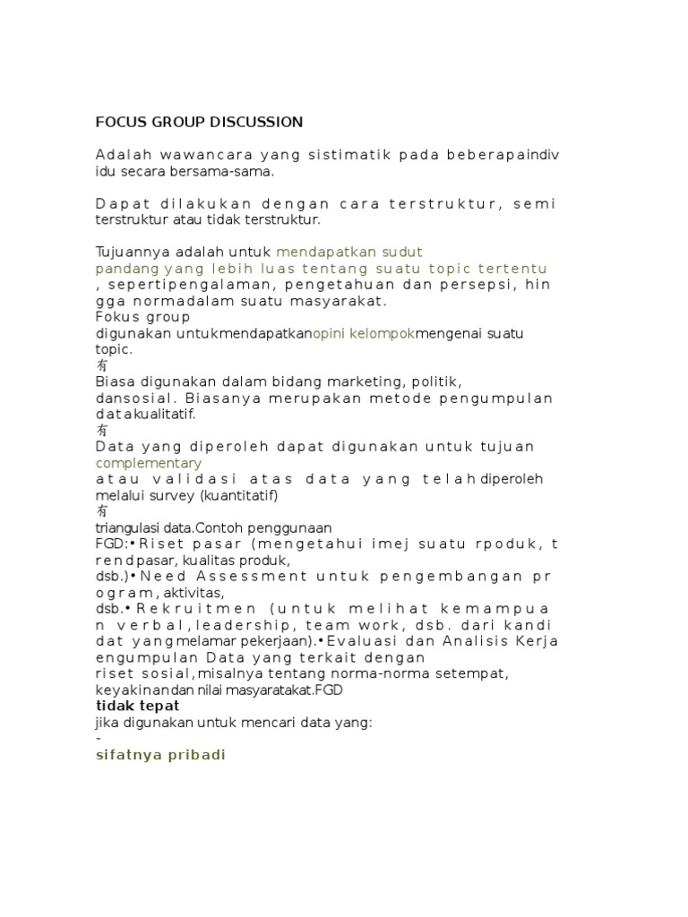 Panduan Fokus Group Discussion (FGD) | PDF