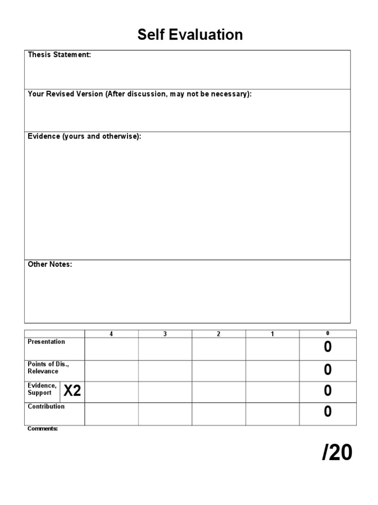 Self Evaluation Criteria and Scoring Guide | PDF | Philosophy | Computers