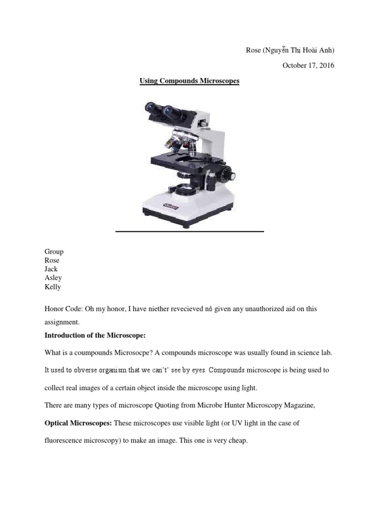 Using Compounds Microscope | PDF | Microscope | Electron Microscope