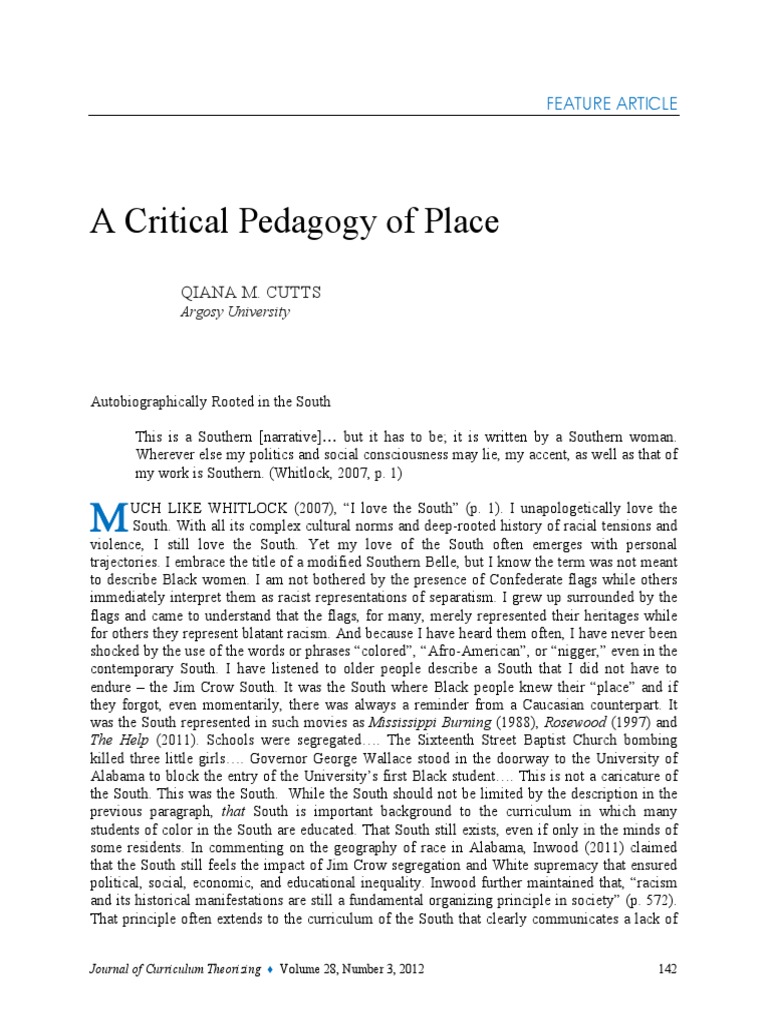 Critical Pedagogy in Southern Education | PDF | Critical Thinking ...