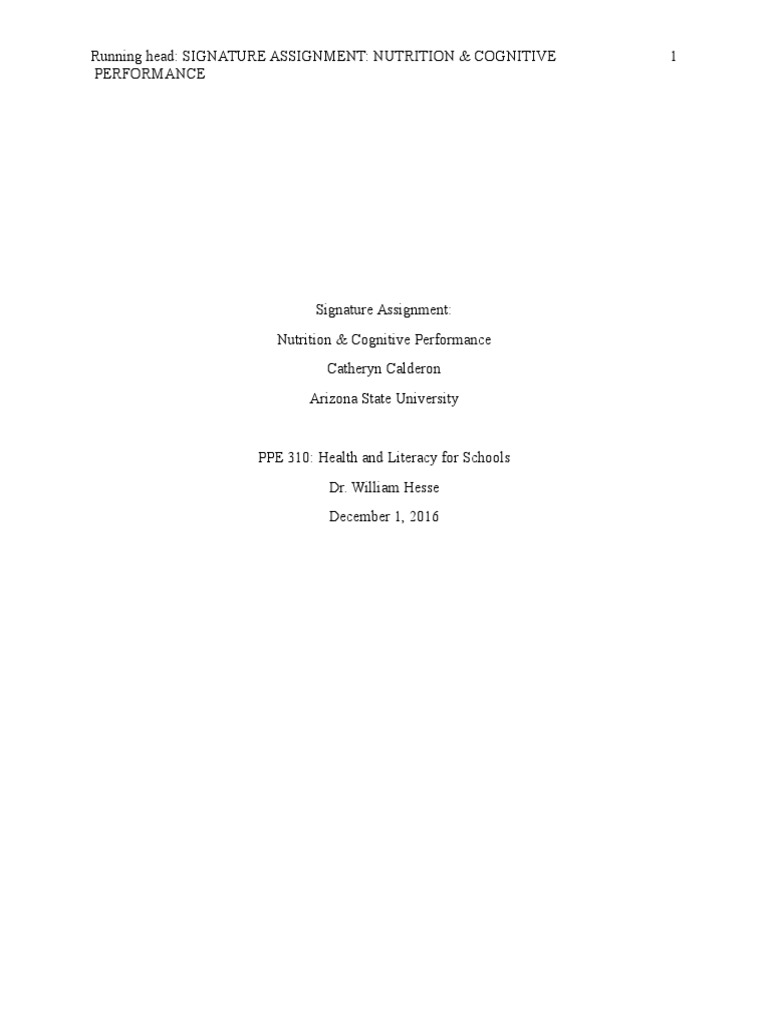 Nutrition's Impact on Cognitive Performance | PDF | Nutrition | Diet ...