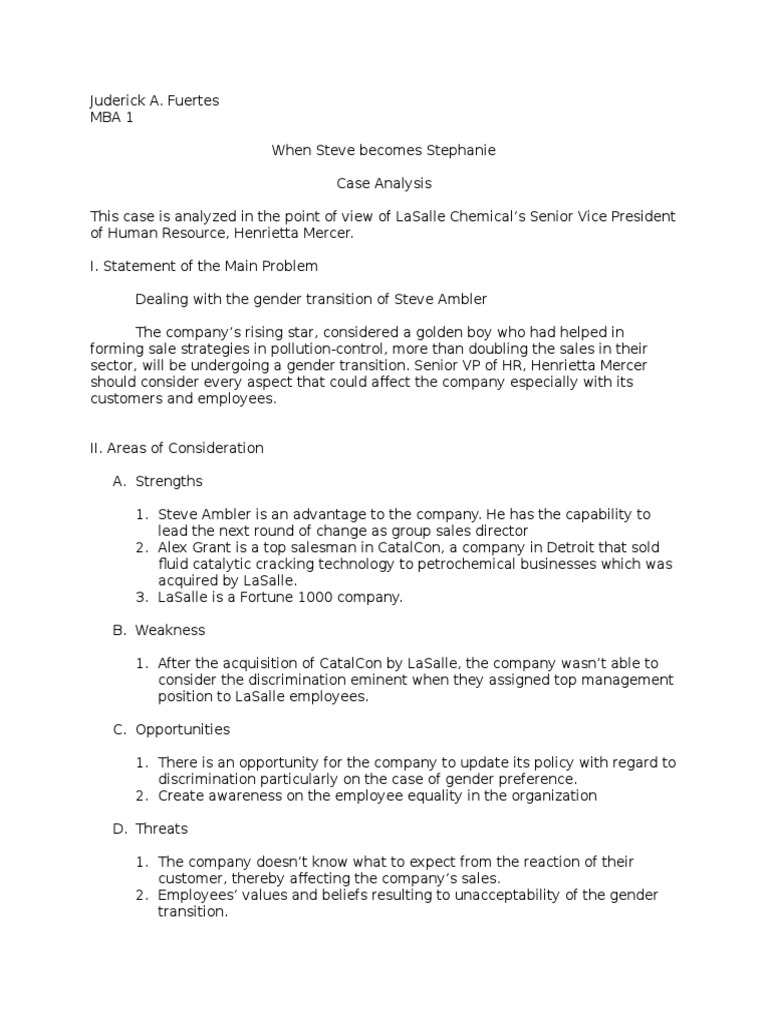 Case Analysis Chapter 3 | PDF | Discrimination | Gender