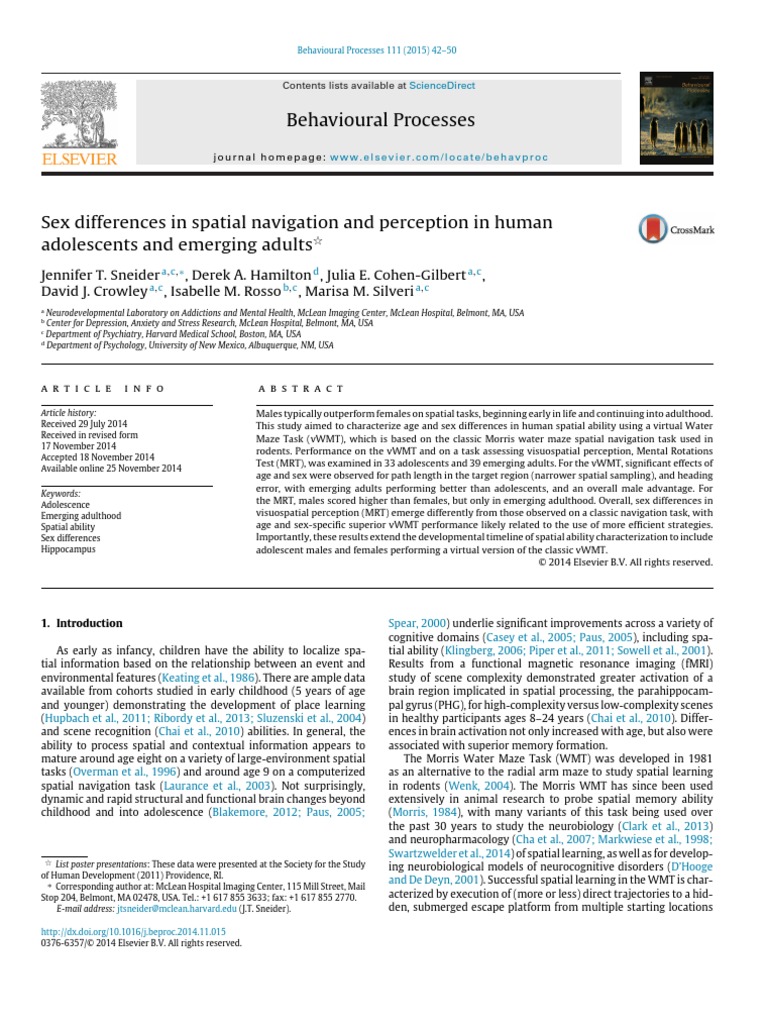 Sex Differences in Spatial Navigation and Perception in Human ...