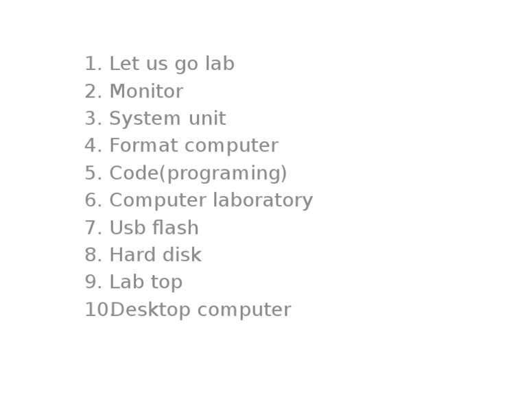 Computer Lab Equipment and Tasks | PDF | Games & Activities | Computers
