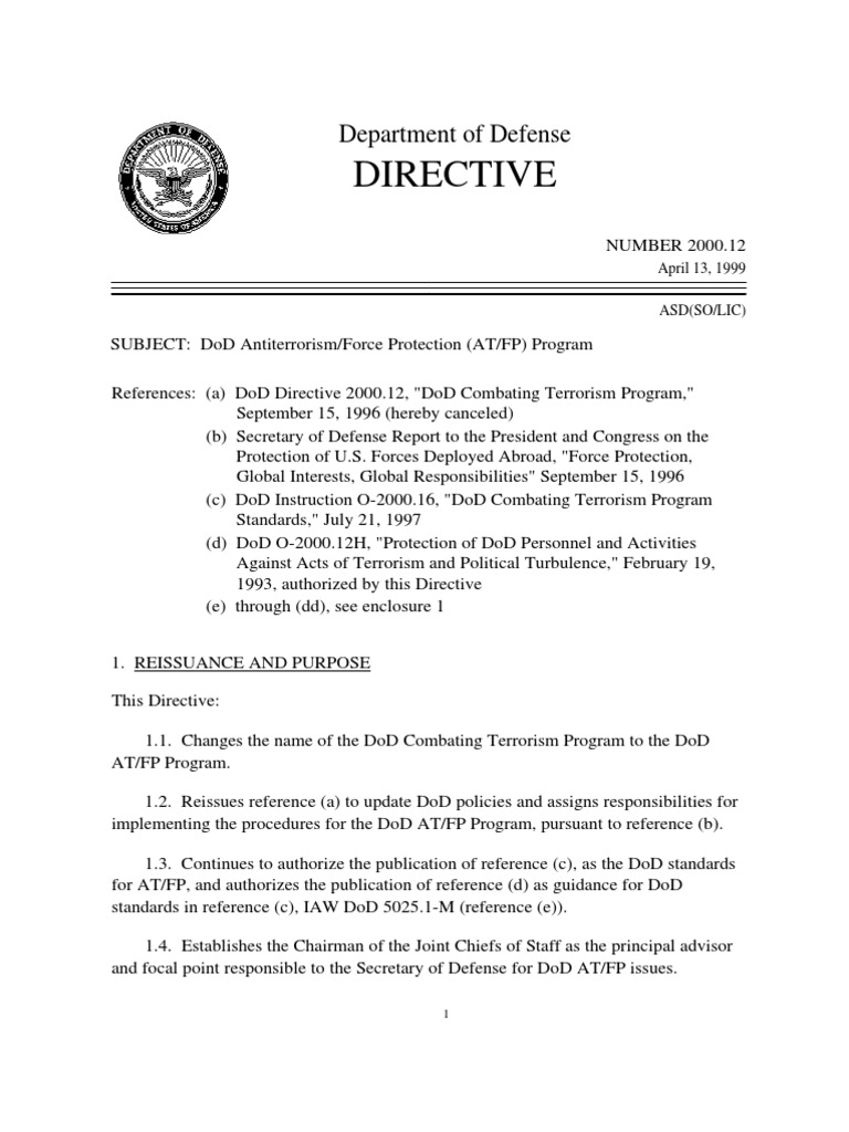 DoD Antiterrorism/Force Protection Directive | PDF | United States ...