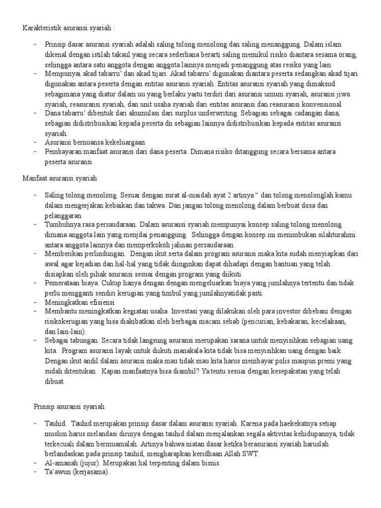 Karakteristik Asuransi Syariah PDF