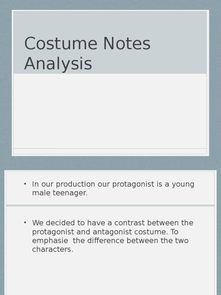 Protagonist vs Antagonist Costume Analysis | PDF | Home & Garden