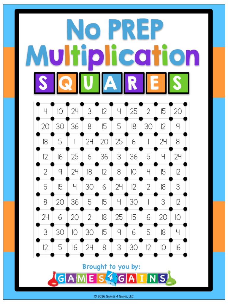 Multiplication Squares Game R Digital Millennium Copyright Act