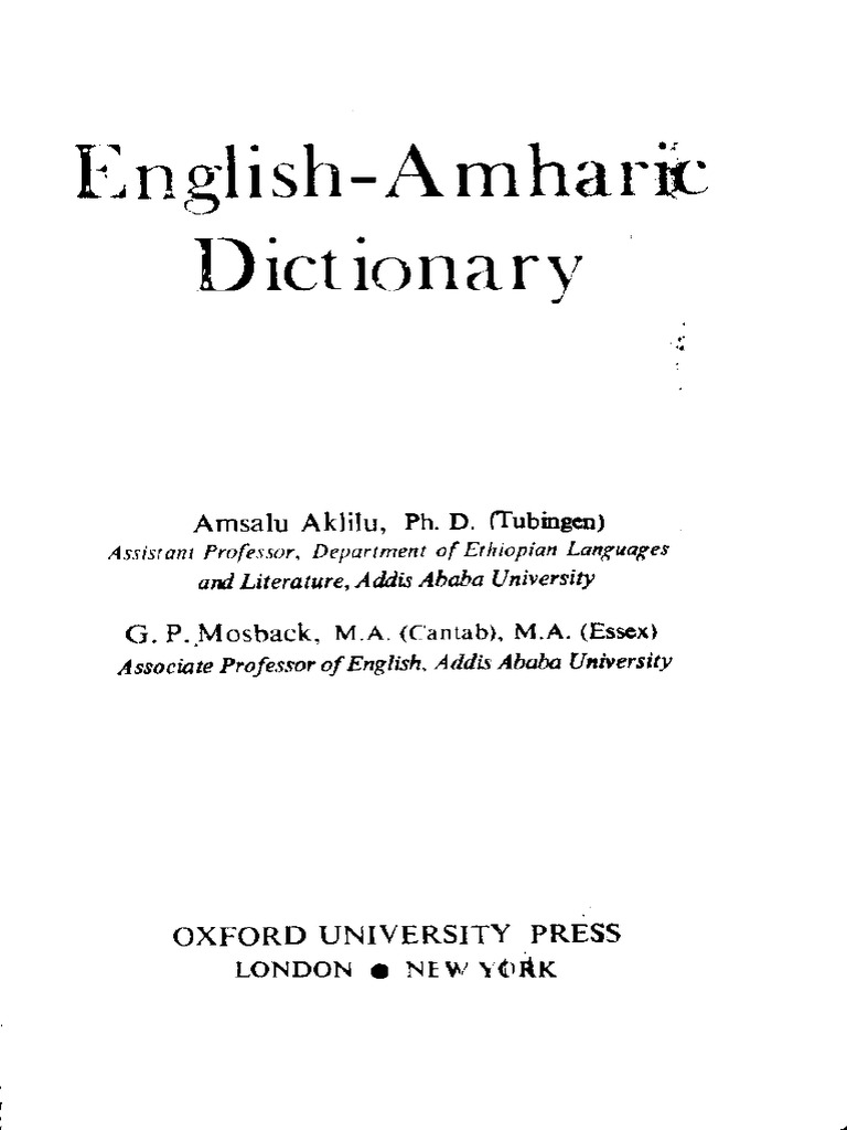 English Amharic Dictionary A To D PDF PDF